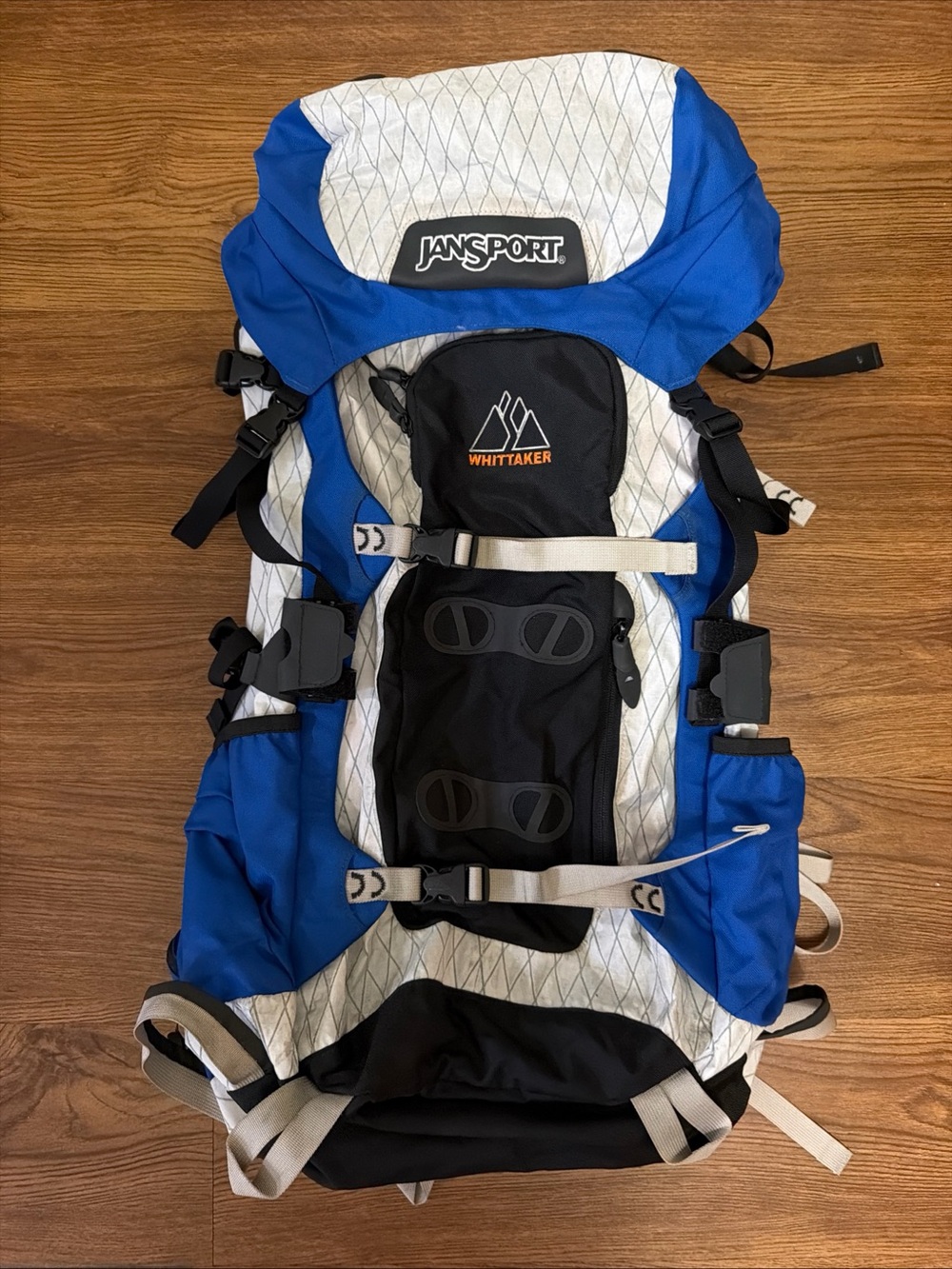 Jansport Blue and Black Whitaker Daypack with Orange Logo 72L